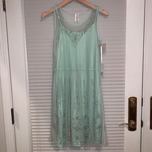 Sheer Mint Dress with Beaded Embellishments